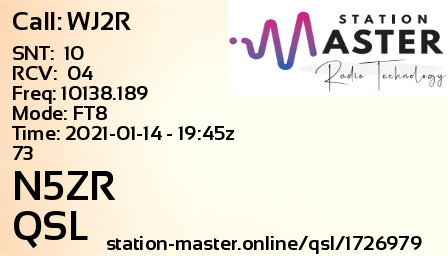 QSL Card for N5ZR QSO with WJ2R