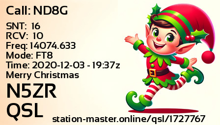 QSL Card for N5ZR QSO with ND8G