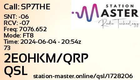 QSL Card for 2E0HKM/QRP QSO with SP7THE