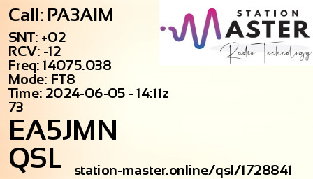 QSL Card for EA5JMN QSO with PA3AIM