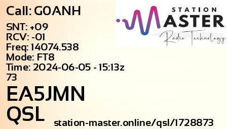 QSL Card for EA5JMN QSO with G0ANH
