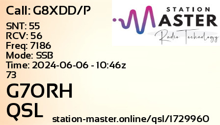 QSL Card for G7ORH QSO with G8XDD/P