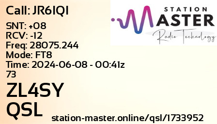 QSL Card for ZL4SY QSO with JR6IQI