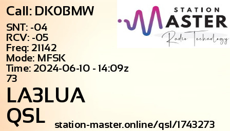 QSL Card for LA3LUA QSO with DK0BMW