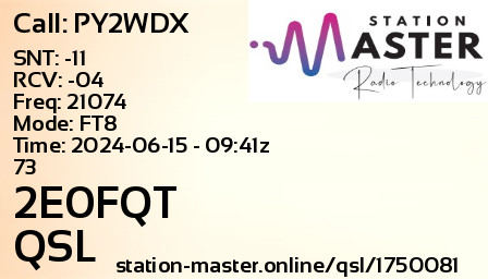 QSL Card for 2E0FQT QSO with PY2WDX