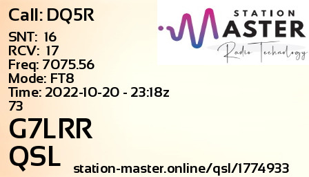 QSL Card for G7LRR QSO with DQ5R