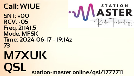 QSL Card for M7XUK QSO with W1UE