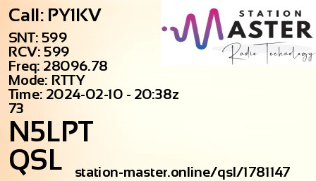 QSL Card for N5LPT QSO with PY1KV