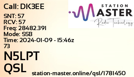 QSL Card for N5LPT QSO with DK3EE