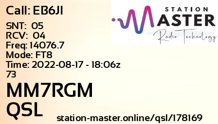 QSL Card for MM7RGM QSO with EB6JI
