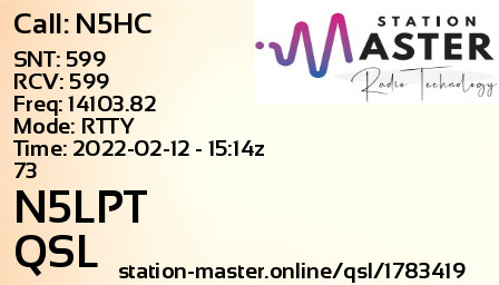 QSL Card for N5LPT QSO with N5HC