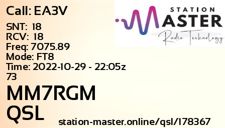 QSL Card for MM7RGM QSO with EA3V