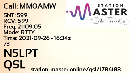 QSL Card for N5LPT QSO with MM0AMW