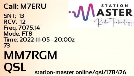 QSL Card for MM7RGM QSO with M7ERU