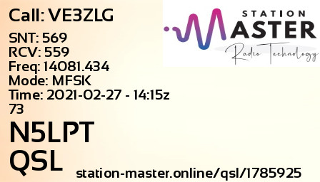 QSL Card for N5LPT QSO with VE3ZLG