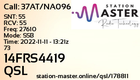 QSL Card for 14FRS4419 QSO with 37AT/NA096