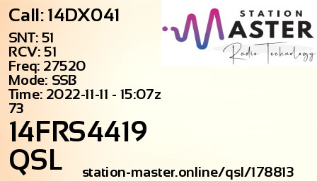QSL Card for 14FRS4419 QSO with 14DX041