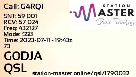 QSL Card for G0DJA QSO with G4RQI