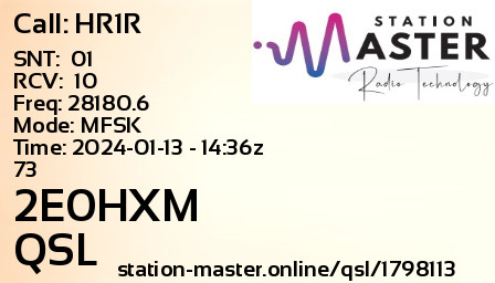QSL Card for 2E0HXM QSO with HR1R