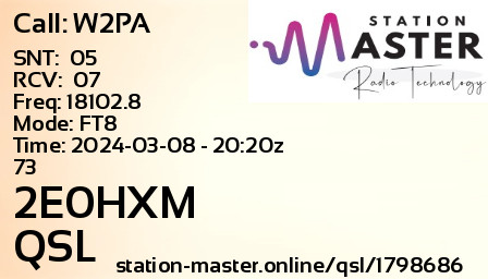 QSL Card for 2E0HXM QSO with W2PA