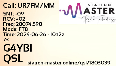 QSL Card for G4YBI QSO with UR7FM/MM