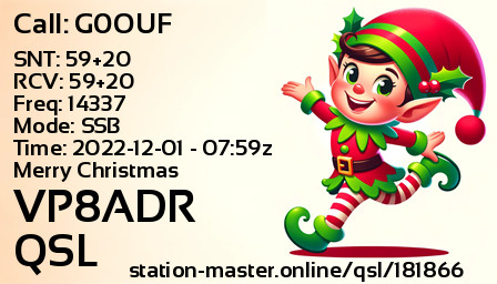 QSL Card for VP8ADR QSO with G0OUF