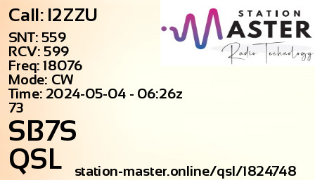 QSL Card for SB7S QSO with I2ZZU
