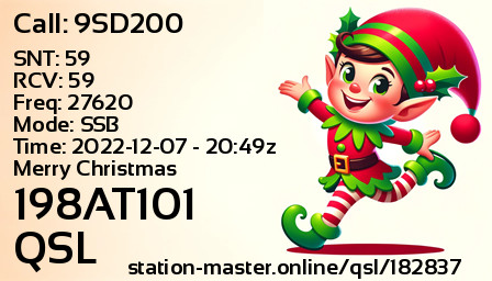 QSL Card for 198AT101 QSO with 9SD200