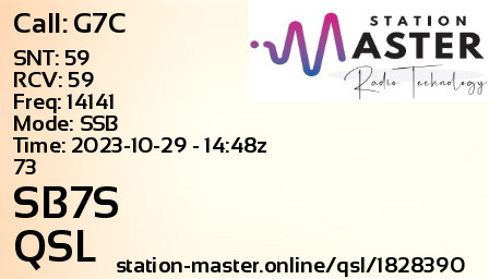 QSL Card for SB7S QSO with G7C