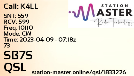 QSL Card for SB7S QSO with K4LL