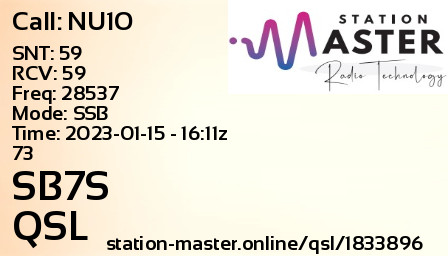 QSL Card for SB7S QSO with NU1O