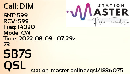 QSL Card for SB7S QSO with D1M