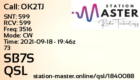 QSL Card for SB7S QSO with OK2TJ