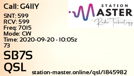 QSL Card for SB7S QSO with G4IIY