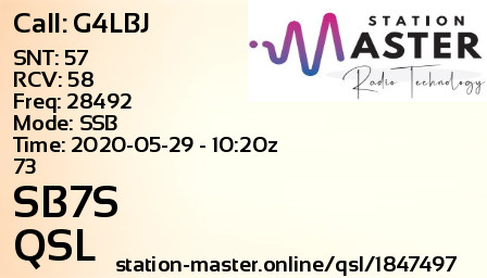 QSL Card for SB7S QSO with G4LBJ