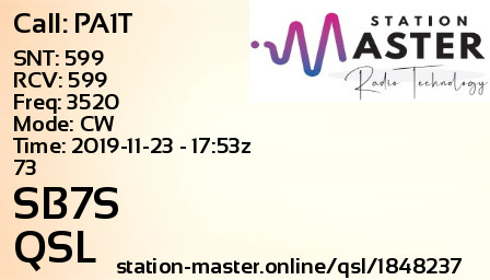 QSL Card for SB7S QSO with PA1T