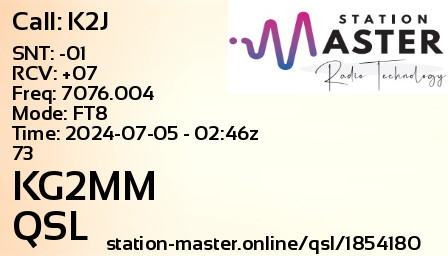 QSL Card for KG2MM QSO with K2J