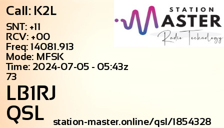 QSL Card for LB1RJ QSO with K2L