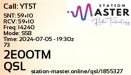 QSL Card for 2E0OTM QSO with YT5T