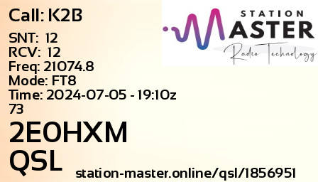 QSL Card for 2E0HXM QSO with K2B