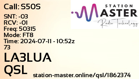 QSL Card for LA3LUA QSO with S50S