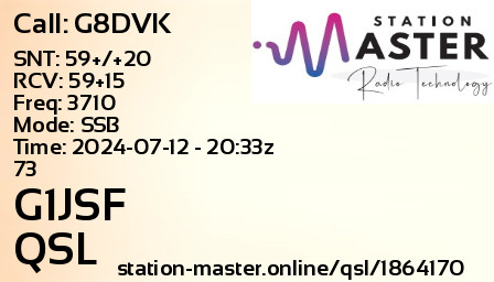 QSL Card for G1JSF QSO with G8DVK