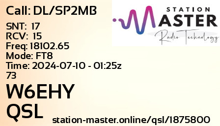 QSL Card for W6EHY QSO with DL/SP2MB