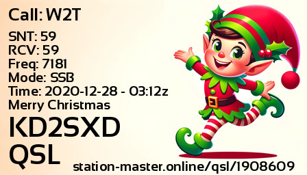 QSL Card for KD2SXD QSO with W2T