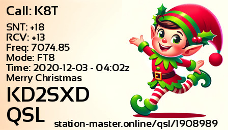 QSL Card for KD2SXD QSO with K8T