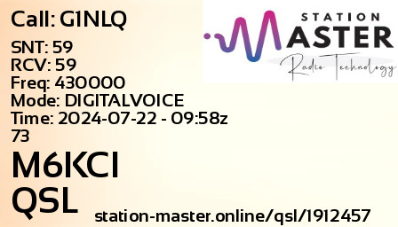 QSL Card for M6KCI QSO with G1NLQ