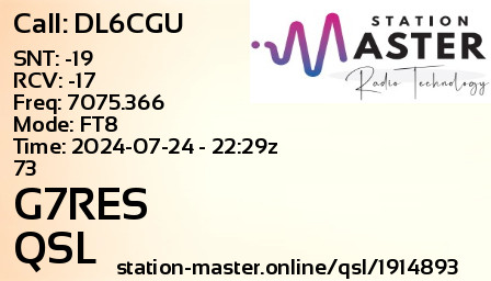 QSL Card for G7RES QSO with DL6CGU