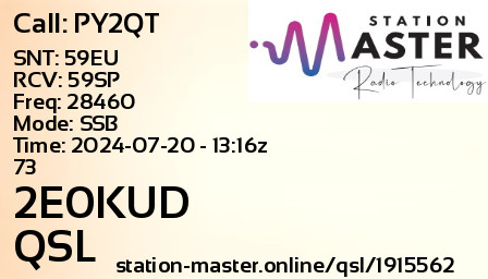 QSL Card for 2E0KUD QSO with PY2QT