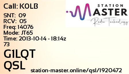 QSL Card for G1LQT QSO with K0LB