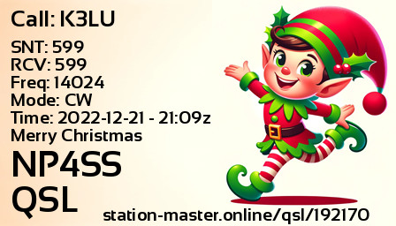 QSL Card for NP4SS QSO with K3LU